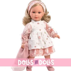 Poupée Llorens 40 cm - Lucia en robe avec motif de Noël et capuche