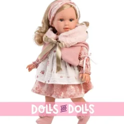Poupée Llorens 40 cm - Lucia en robe avec motif de Noël et capuche
