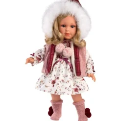 Poupée Llorens 40 cm - Lucia en robe fleurie et gilet à capuche