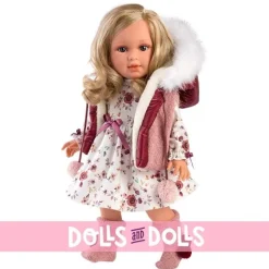 Poupée Llorens 40 cm - Lucia en robe fleurie et gilet à capuche