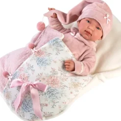 Poupée Llorens 44 cm - Newborn Crying Tina avec sac de couchage