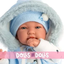 Poupée Llorens 44 cm - Newborn Crying Tino avec capuche