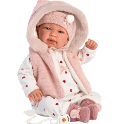 Poupée Llorens 44 cm - Newborn Crying Tina avec capuche