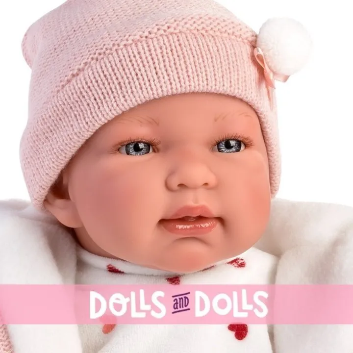 Poupée Llorens 44 cm - Newborn Crying Tina avec capuche