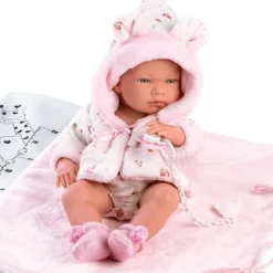 Poupée Llorens 40 cm - Nica nouveau-né avec table à langer pour la salle de bain