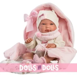 Poupée Llorens 40 cm - Nica nouveau-né avec un sac rose
