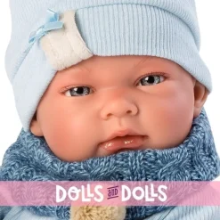 Poupée Llorens 40 cm - Nico nouveau-né avec un sac bleu