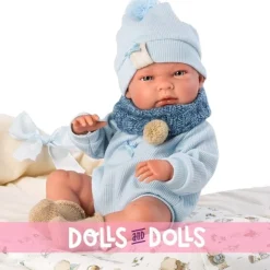 Poupée Llorens 40 cm - Nico nouveau-né avec un sac bleu