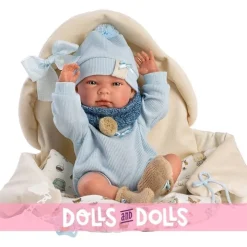 Poupée Llorens 40 cm - Nico nouveau-né avec un sac bleu