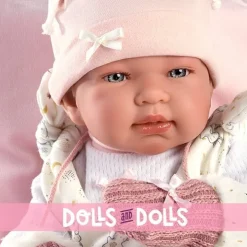 Poupée Llorens 44 cm - Nouveau-né qui pleure Tina avec coussin