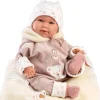 Poupée Llorens 40 cm - Nouveau-né Lala crybaby avec une salopette d'ours