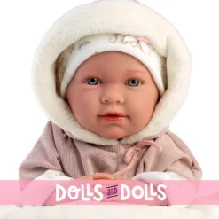 Poupée Llorens 40 cm - Nouveau-né Lala crybaby avec une salopette d'ours