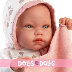 Poupée Llorens 44 cm - Nouveau-né qui pleure Tala avec robe en peluche et capuche