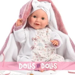 Poupée Llorens 40 cm - Nouveau-né Heidi crybaby avec couverture