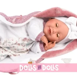 Poupée Llorens 40 cm - Nouveau-né Heidi crybaby avec couverture