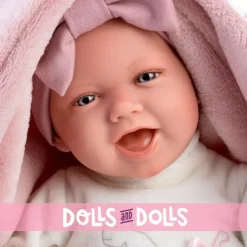 Poupée Llorens 40 cm - Nouveau-né Mimi sourit avec nacelle dino