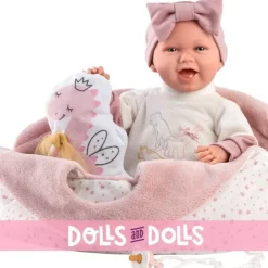 Poupée Llorens 40 cm - Nouveau-né Mimi sourit avec nacelle dino