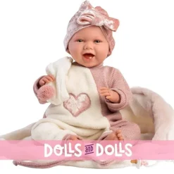 Poupée Llorens 42 cm - Nouveau-né Mimi Smiles avec couverture