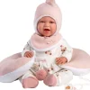 Poupée Llorens 40 cm - Nouveau-né Mimi sourit avec robe d'ours en peluche lune rose