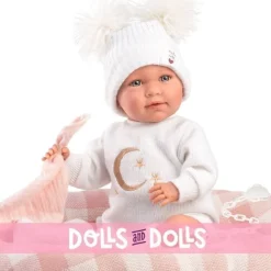 Poupée Llorens 40 cm - Nouveau-né Mimi crybaby avec broderie de la lune