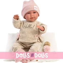 Poupée Llorens 40 cm - Nouveau-né Mimi crybaby "Hello" avec coussin