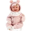 Poupée Llorens 44 cm - Nouveau-né Tala sourit avec pyjama ourson rose