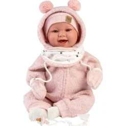 Poupée Llorens 44 cm - Nouveau-né Tala sourit avec pyjama ourson rose
