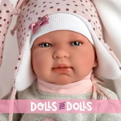 Poupée Llorens 44 cm - Nouveau-né en pleurs Tina avec matelas à langer
