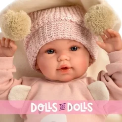Poupée Llorens 36 cm - Ours rose qui pleure nouveau-né