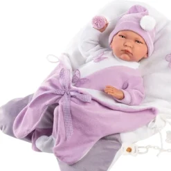 Poupée Llorens 40 cm - Pleurer Lalo nouveau-né avec sac papillon