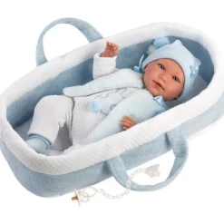 Poupée Llorens 40 cm - Pleurer "Mimo" nouveau-né avec nacelle bleu clair