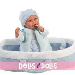 Poupée Llorens 40 cm - Pleurer "Mimo" nouveau-né avec nacelle bleu clair