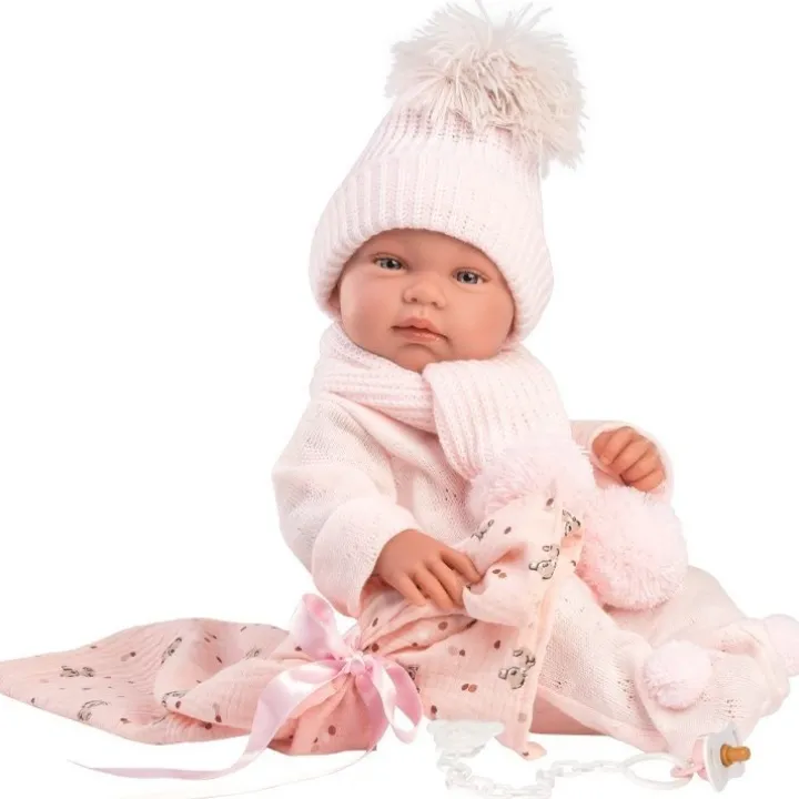 Poupée Llorens 43 cm - Tina nouveau-né avec serviette bambi rose