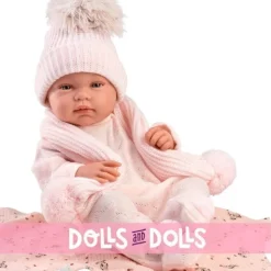 Poupée Llorens 43 cm - Tina nouveau-né avec serviette bambi rose