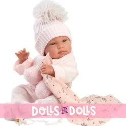 Poupée Llorens 43 cm - Tina nouveau-né avec serviette bambi rose