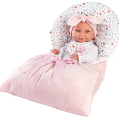 Poupée Llorens 40 cm - Tina nouveau-né avec un sac de couchage rose
