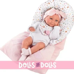 Poupée Llorens 40 cm - Tina nouveau-né avec un sac de couchage rose