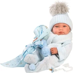 Poupée Llorens 43 cm - Tino nouveau-né avec toquilla bambi bleu clair