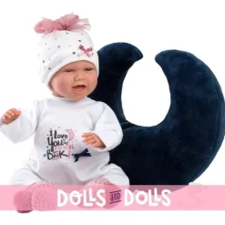 Poupée Llorens 40 cm -Nouveau-né Mimi sourit avec coussin de lune