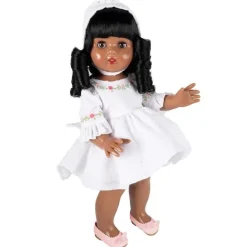 Poupée Mariquita Pérez 50 cm - Afro-américaine en robe blanche