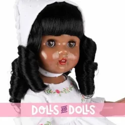 Poupée Mariquita Pérez 50 cm - Afro-américaine en robe blanche