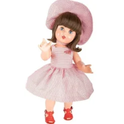 Poupée Mariquita Pérez 50 cm - Avec robe rayée blanche et rose à bretelles
