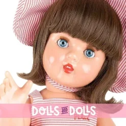 Poupée Mariquita Pérez 50 cm - Avec robe rayée blanche et rose à bretelles