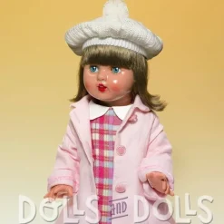 Poupée Mariquita Pérez 50 cm - Robe à carreaux avec manteau rose