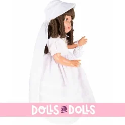 Poupée Mariquita Pérez 50 cm - Brune dans une robe de communion vintage
