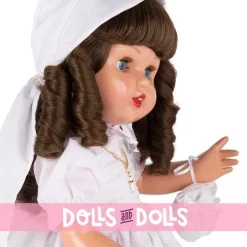 Poupée Mariquita Pérez 50 cm - Brune dans une robe de communion vintage