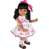 Poupée Mariquita Pérez 50 cm - Afro-américaine en robe à fleurs fuchsia