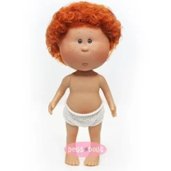 Poupée Nines d'Onil 23 cm - Little Mio aux cheveux roux bouclés et aux yeux gris - Sans vêtements