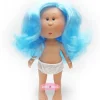 Poupée Nines d'Onil 23 cm - Little Mia aux cheveux bleus ondulés - Sans vêtements