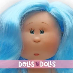 Poupée Nines d'Onil 23 cm - Little Mia aux cheveux bleus ondulés - Sans vêtements